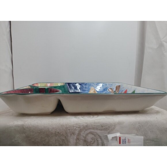 Clay Art Reindeer Chip 'n Dip Platter Christmas Serving Tray Plate (B145) - Picture 9 of 11